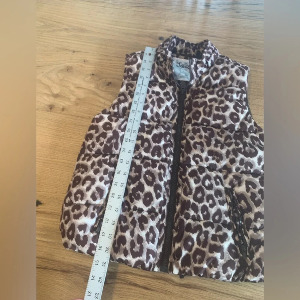 Justice‎ Animal Print Winter Vest Full Zip Tan Brown Girls 14 Preloved